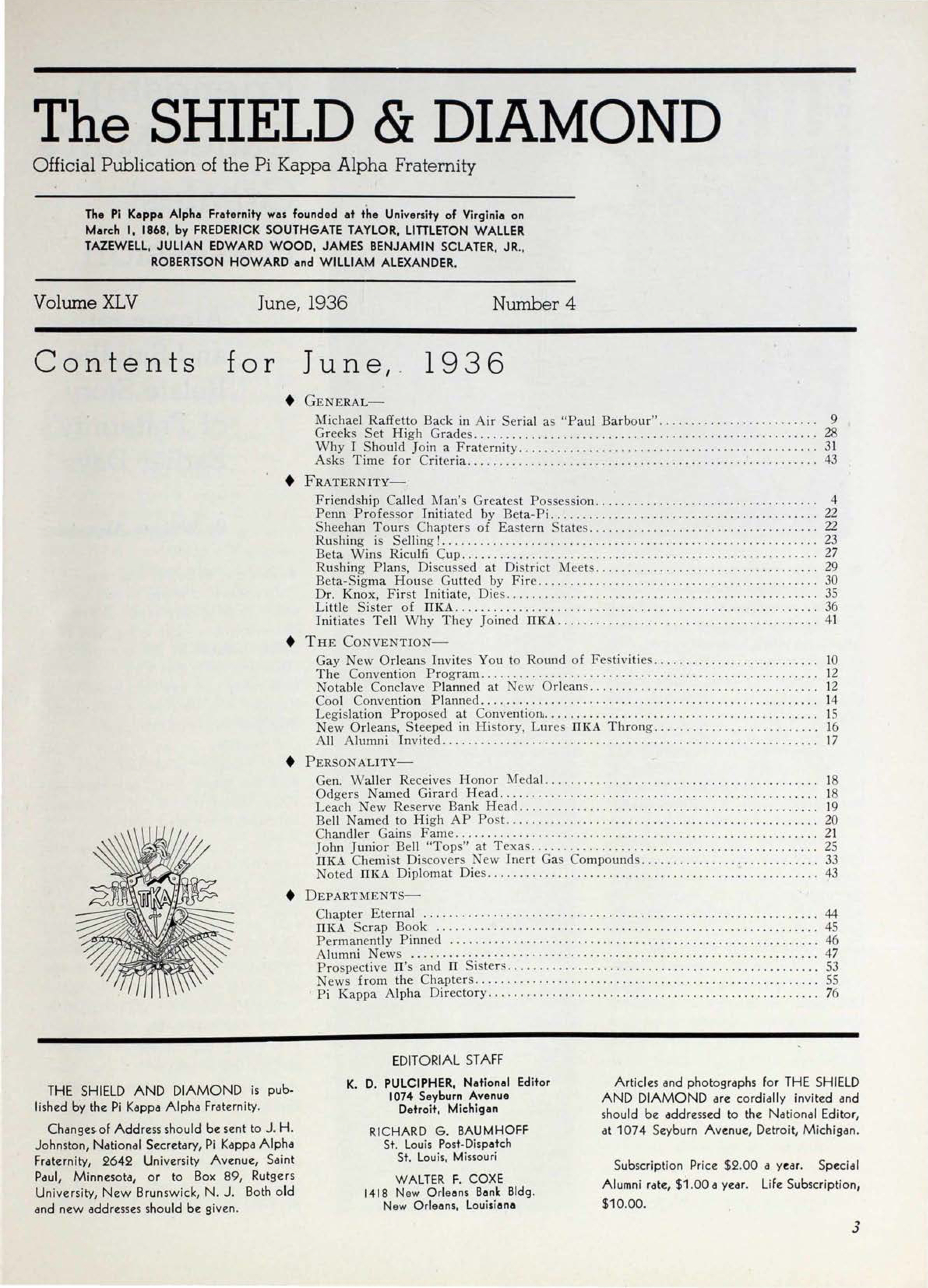 Editorial Staff, June 1936
